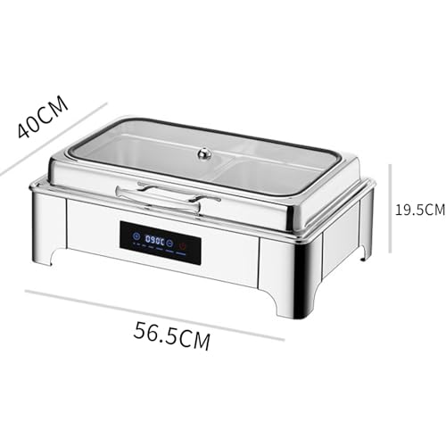 Juego de platos de acero inoxidable de 9 L con tapa abatible visible y control de temperatura LED para catering, bufé, eventos, banquetes, equipo de servicio de alta calidad