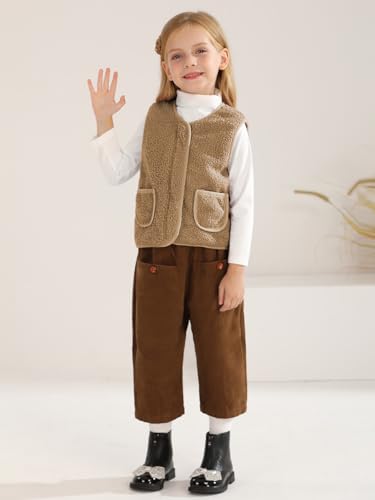 Patgoal Baby Girls Boys Sherpa Fleece Vest Toddler Lightweight Fall Winter Warm Sleeveless Outerwear Jacket with Pockets