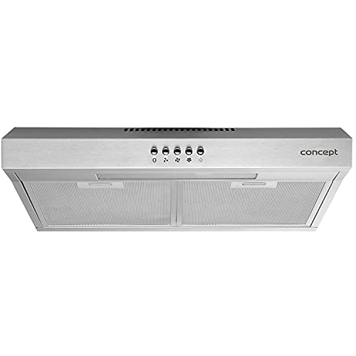 Concept OPP1250 Dunstabzugshaube Unterschrank-Haube 50cm LED Beleuchtung 3 Leistungsstufen Max. Kapazität: 136 m3 /h (Silber)