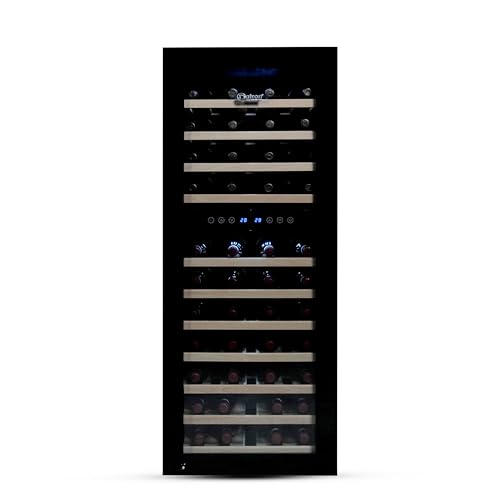 Datron Cantinetta vino 73 bottiglie Design, Doppia temperatura, Libera installazione, Ventilazione interna, Luci LED, Tecnologia Compressore, Alte prestazioni, per tutti i tipi di vino