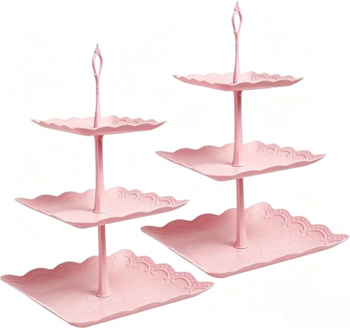 Oleegil 3-Tiers Cake Stand - 2 pack 37cm Height Afternoon Tea Stands