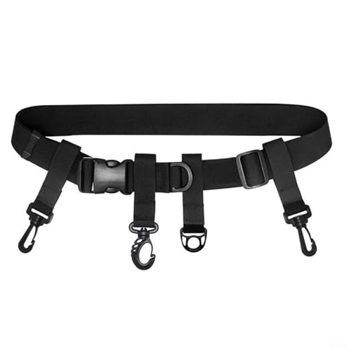 Crabop Cinturón de nailon ajustable con hebilla colgante para pesca con mosca y kayak, correa de seguridad de 3,8 cm de ancho para pescadores en el agua, color negro