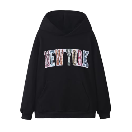 Image of WELAKEN Girls New York Hoodies Sweatshirts Long Sleeves Pullover Tops