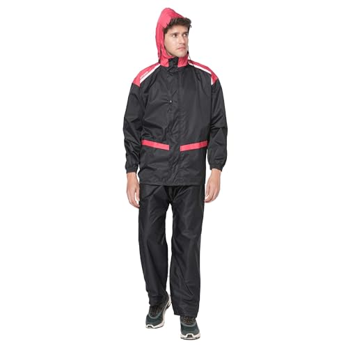 Image of Citizen Hooded Raincoat for Men Women Waterproof for Bike Riders Dobby Fabric Lightweight Stylish Sealed Hood, Large Pockets, Heavy-Duty Zippers Rainwear with Carry Pouch-CR017