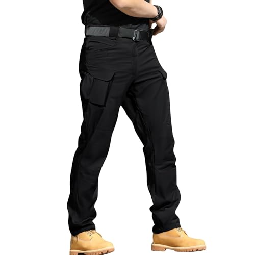 Genérico Pantalón Senderismo Hombre Deportes de Montaña Pantalones de Montaña Laboral Pantalon Caza Ropa de Caza para con Bolsillos Tactico Pantalones Chinos Hombre Slim Fit Negro M