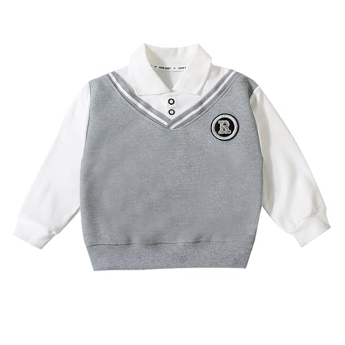 Toddler Kids Two Piece Long Sleeve Sweaters Lapel Neck Knit Sweatshirts Casual Cute School Uniform Aesthetic Pullover Tops