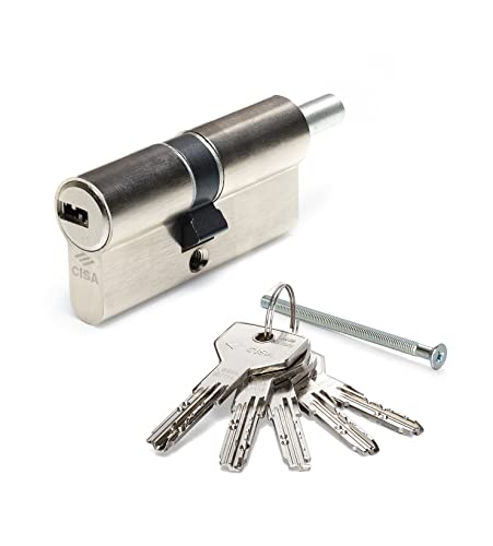 CISA 10E3021801200C5, Cilindro Europeo Asix, Ottone Nichelato, 40/40 mm, Predisposizione per Pomolo, 5 Chiavi