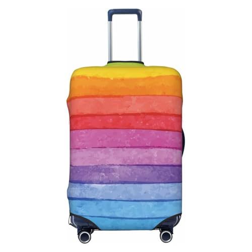 Colorful Rainbow Stripe Print Luggage Suitcase Covers Elastic Washable Luggage Protector Luggage Covers For Suitcase