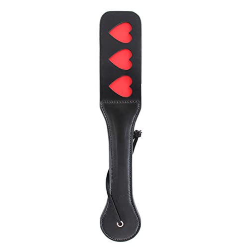 AMIJOUX Cravache à Coeurs Rouges, Pagaie en Cuir, Fouet D'Équitation pour Chevaux Outil D'Équitation Équestre Accessoires de Déguisement de Dressage Antidérapant pour Jeu de Cheval Harnais Poignée