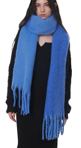 Halemet Bright Color Scarf for Women Warm Pashmina Shawls and Wraps Vintage Cardigan Cape Poncho Large Scarves Fall Winter