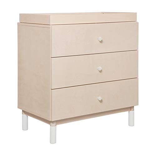 Image of Babyletto Gelato 3-Drawer Changer Dresser with Removable Changing Tray in Washed Natural and White, Greenguard Gold Certified