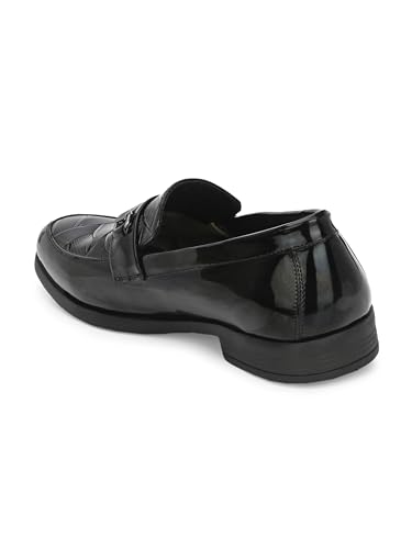 Image of STANPHORD Men Glossy Formal Slip-On Shoes | Patent Leather Dress Loafers | Cushioned Insole | Office Business Wedding Party Footwear(TPAJ 5040)