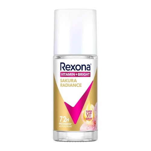 Image of Rexona Roll-On Antiperspirant, Vitamin + Bright Sakura Radiance, 45 ml, 72-Hour Protection