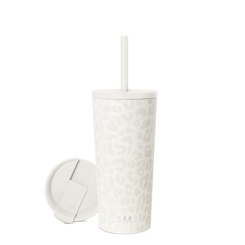 Image of Simple Modern Classic Tumbler with Straw Lid | Insulated Iced Coffee Cup Reusable Stainless Steel Water Bottle Travel Mug | Gifts for Women Men Her Him | 20oz | Cream Leopard