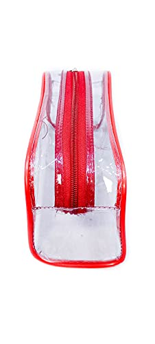 Image of iShine Multipurpose Travel Morning Zipper Pouch for Men and Women Transparent Medium (Pack of 1, Red)