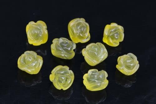 5 cuentas talladas con rosa de jade limón de 0.394 in, cuentas de piedras preciosas naturales AAA de grado amarillo