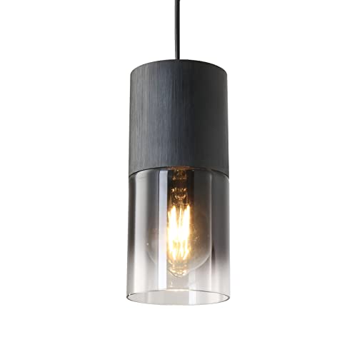 Image of Black Pendant Light Fixtures, Adjustable Modern Pendant Lights for Kitchen Island, Industrial Glass Pendant Lights for Dining Table Hallway Bedroom Living Room,1 Pack