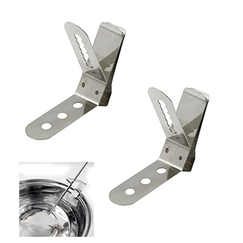 Fermaglio Termometro Staffe Sensore Supporto - Temperatura Accessori in Acciaio Inossidabile 3 Fori Regolazione Dell'altezza per Monitor Forno Affumicatore Barbecue, 2 Pezzi, Argento