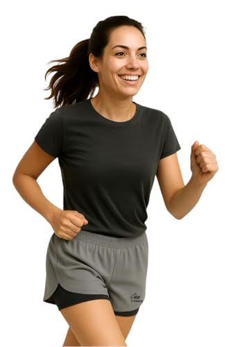 Image of Women's 2-in-1 Running Shorts | Quick-Dry Double Layer Gym Workout Shorts | Inner Compression Liner + Pockets | Lightweight Breathable Athletic Sports Shorts for Training Yoga