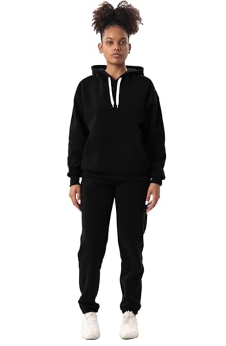 Image of Facitisu Women Fleece Sweatsuit 2 Piece Outfit Winter Warm Sherpa Lined Tracksuit Zip Up Hoodie Sweatshirts and Sweatpants