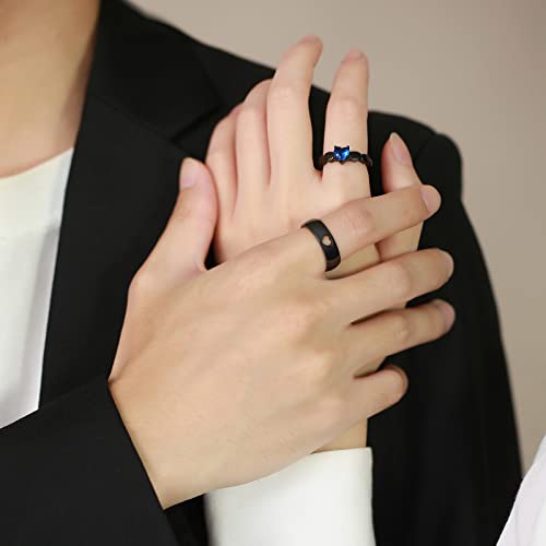 Mprainbow Personalized Wedding Engagement Promise Rings - Matching Cubic Zirconia Cz Rings Heart Promise Ring, Couples Rings Custom Rings His & Hers Couple Wedding Engagement Bands Rings #TOP3