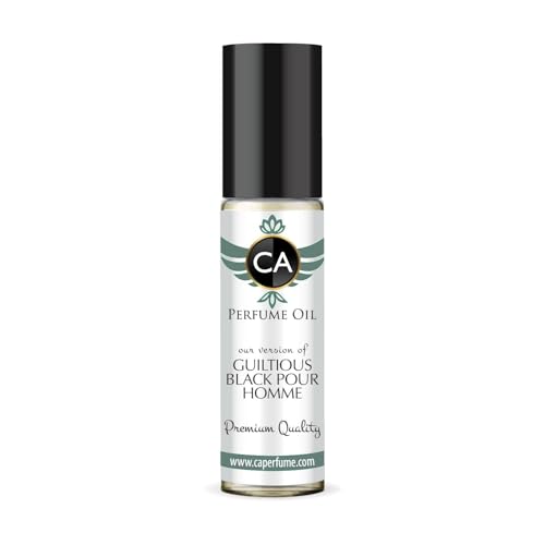 CA Perfume Impression of Guiltiness Black Pour Homme for Men Fragrance Oil Aromatic Fougere Scent Long Lasting Cologne for Men Travel Size TSA Ready Mini Parfum Body Oil Roll-on 0.33 Fl Oz 10ml