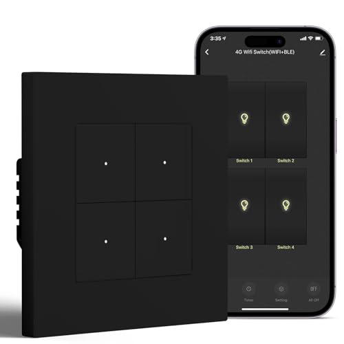 Interruptor WiFi 4 Gang BSEED con neutro para domótica Alexa y Tuya
