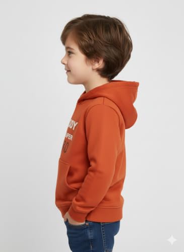 Image of Mack Jonney Boys' inchAwesome inch Printed Fleece Hoodie - Warm Winter Sweatshirt with Kangaroo Pocket -M5452