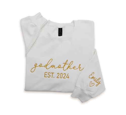 Personalized Embroidered Sweatshirt and Hoodie Add Your Custom Text on Sleeve Est Gift for Grandma Mothers Day Long Sleeve.