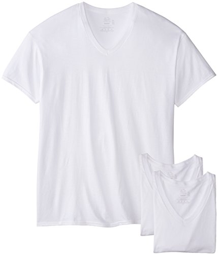 Fruit of the Loom Men'sExtended Sizes V-Neck T-Shirt, White, XXX-Large(Pack of 3)
