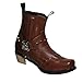 Men'S Buckle Style Denim Belt Boots Suit Style Denim Boots Pointed Metal Design Classical Embroidery - Zipper Style Wearing Method Ankle Boots Men'S Fashionable Block Heeled Boots (brown,8.5)