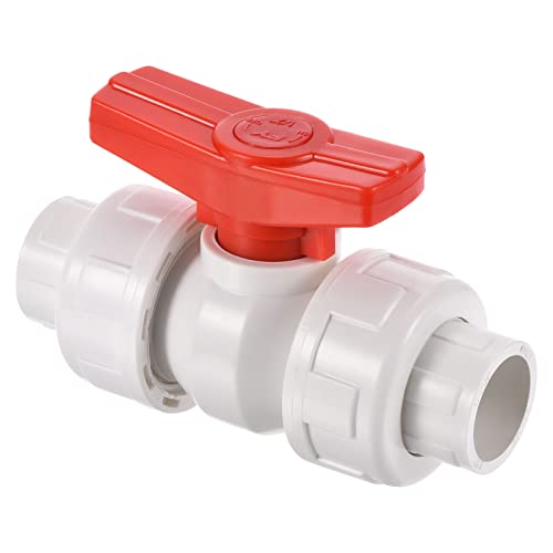 PATIKIL 20mm ID Double Union Ball Valve, 1 Pack PVC Socket Type Shut-Off Valve Switch for Water Flow Control White