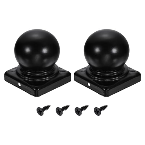 Tapas de poste de madera para el patio decorativas en hierro negro para renovar la valla exterior