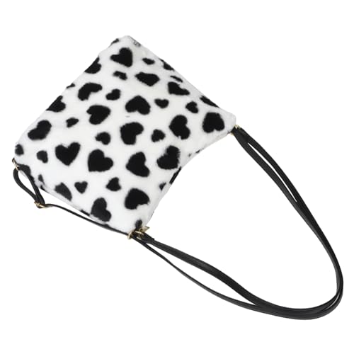 Sac fourre-tout bandoulière en fausse fourrure haut de gamme au design cœur