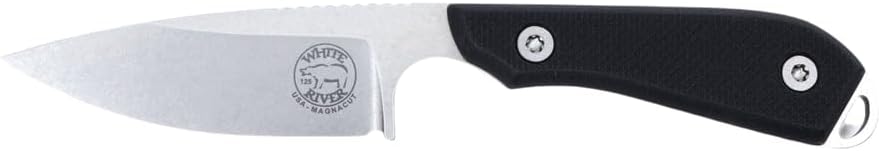 White River Knives M1 Pro Fixed Blade Knife 3" Drop Point CPM MagnaCut Stonewashed Blade G-10 Handle Black
