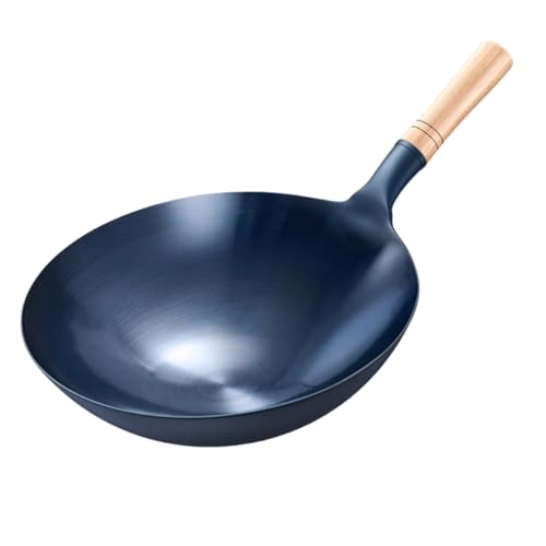 フライパン 深型 炒め鍋 30cm/32cm/34cm/36cm/38cm/40cm 無塗装中華鍋 野菜炒め チャーハン 中華料理 味道 熱源対応 万能な鉄鍋 お手入れ簡単 焦げ付きにくい 丈夫 耐久性 軽量 多機能 家庭 用として (ふたがない,30cm