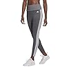 adidas-Womens-High-Rise-3-Stripes-78-Tights adidas womens High Rise 3-stripes 7/8 Tights Dark Grey Heather/White X-Large