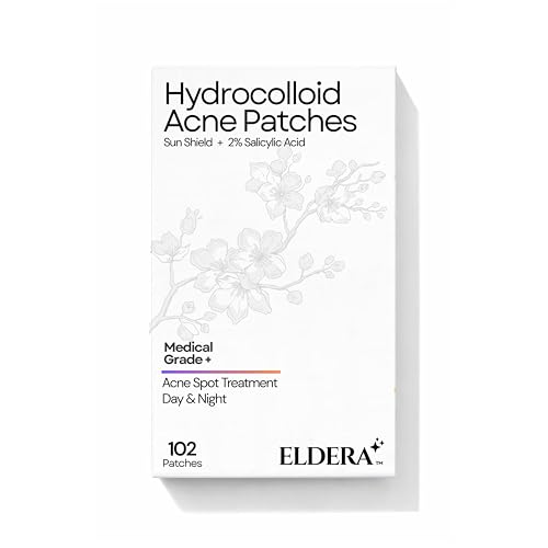 Image of ELDERA Hydrocolloid Acne Patches with Sun Shield and 2% Salicylic Acid, Medical Grade Plus, 102 Patches