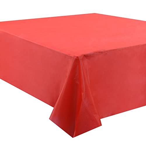 Time to Sparkle 2 Pack Plastic Tablecloths 54" x 108" Plastic Dining Table Cloth Premium Rectangle Table Cover for Parties Wedding Banquet etc Indoor Or Outdoor(Red) - Image 2