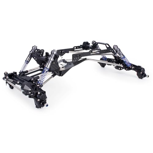 High Clearance Carbon Fiber LCG Chassis Kit with Transmission Shocks Absorbers for 1/10 RC Crawler Cheater Rigs SCX10 II (Full Chassis Kit)