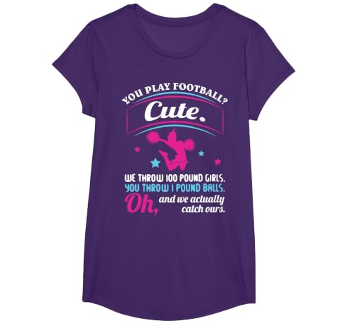 Cheerleading Quotes & Shirts You Play Football That's Cute T-Shirt, Girls, Purple, Small