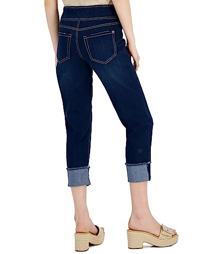 INC International Concepts Women's Mid Rise Pull On Cuffed Jeans Blue Size 42