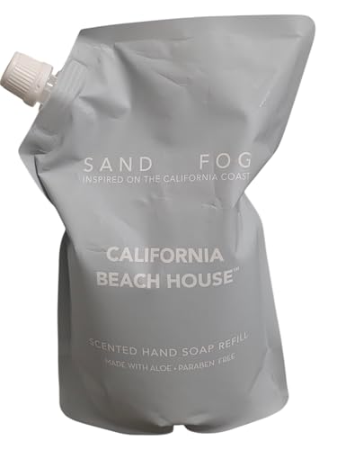 Sand and Fog PREMIUM (REFILL BAG) Liquid Hand Soap Scent: CALIFORNIA BEACH HOUSE (Cleans and Nourishes Skin made with Aloe) - 34oz REFILL BAG ONLY Sealed