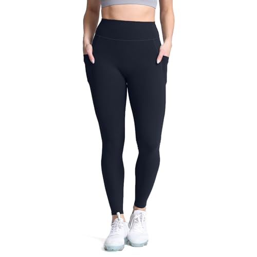 Aoxjox Women's Trinity High Waisted Yoga Pants with Pockets Tummy Control Buttery Soft Compression Workout Leggings 26' (Black, Small)