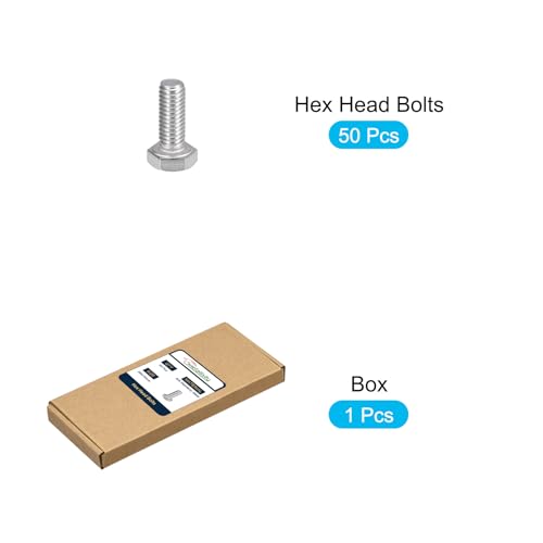 Image of METALLIXITY Hex Bolts (M6-1x16mm) 50Pcs, 304 Stainless Steel Coarse Fully Threaded Hex Head Screw Bolt Machine Screws - for Furniture Repair, Silver