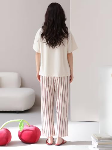 Image of Celary Korean Women's Pyjama Set|Half Sleeve T-Shirt & Printed Pyjama Set for Women|Size:- M to 4XL|Soft Cotton Blend Comfortable Night Suit for Women