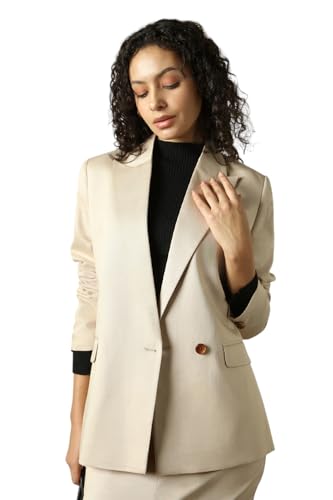 Image of High Star Women Solid Longline Length Oversized Notch Lapel Collar Full Sleeve Blazer