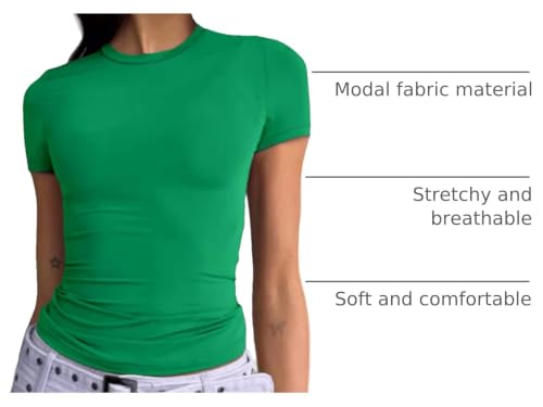 Image of Dwnval Womens Classic Short Sleeve Summer TOS Crew Neck Slim Fit Crop T Shirt
