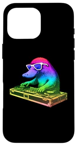 Platypus DJ ミュージックパーティー 動物好き スマホケース iPhone 16 Pro Max 用