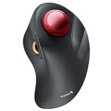 ProtoArc EM03 NL トラックボールマウス 人差し指 静音 無線 2.4GとBluetooth両対応 3台同時接続 ワイヤレスマウス トラックボール USB充電式 中指操作 6ボタン 5段階DPI切替 Windows/mac/iOS/Android対応 大玉付き レッド